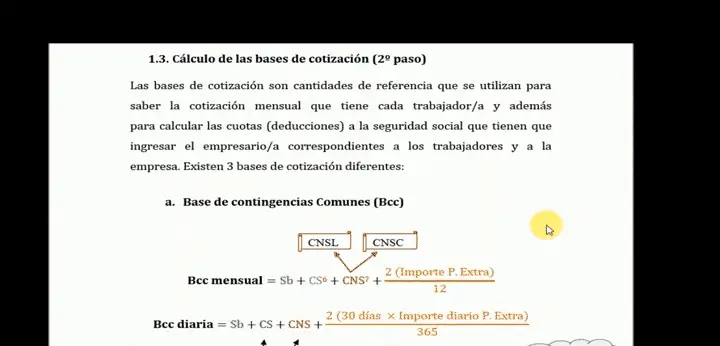 Calcular la Base de Cotización por Contingencias Comunes (BCCC) de las nóminas